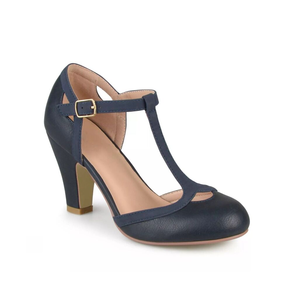 Journee Collection Womens 6 M Navy Blue Olina Heels NIB PF0